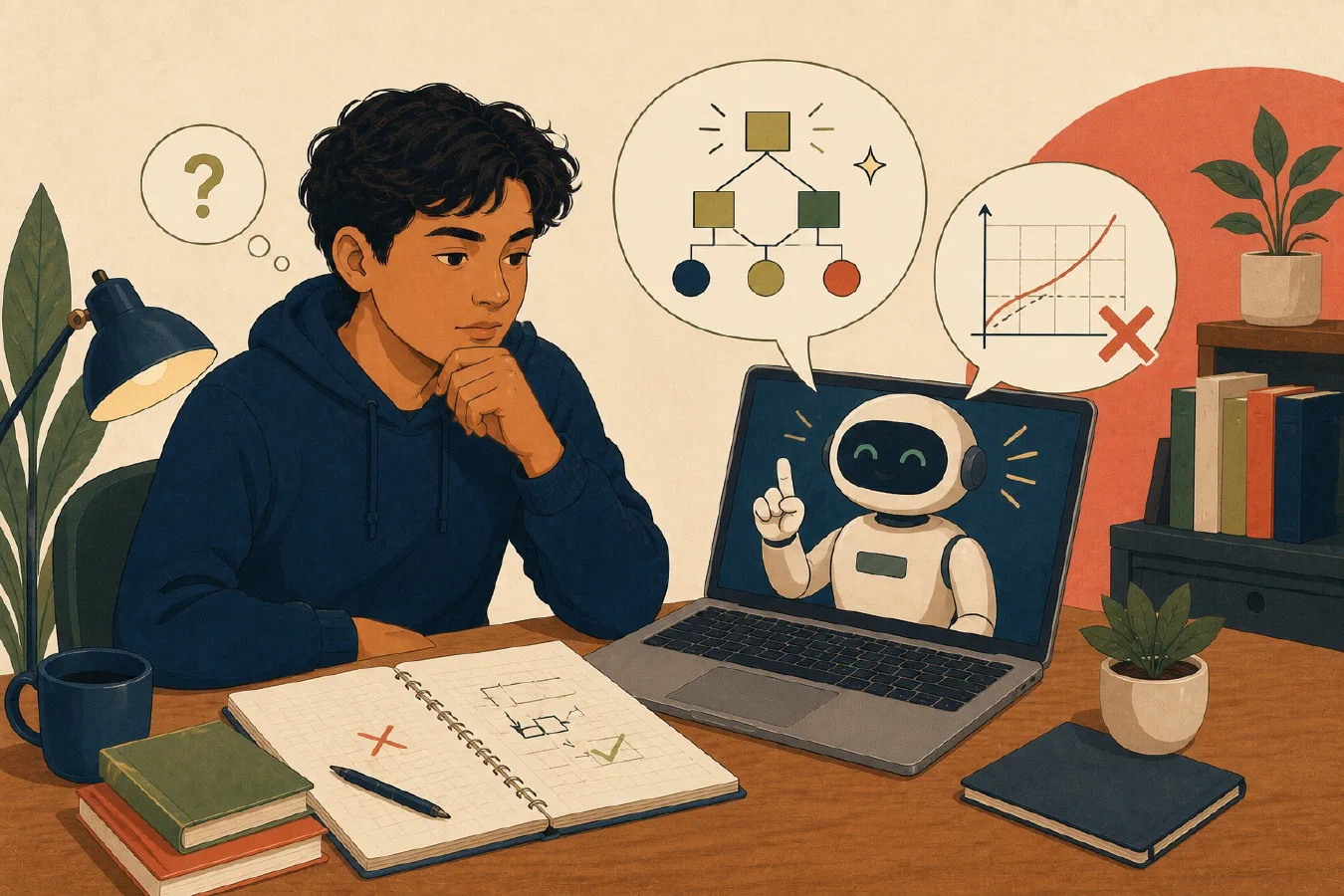 A student-centered editorial illustration representing AI Can Be Confident and Wrong.