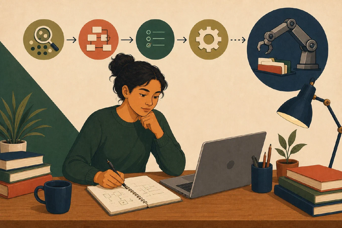 A student-centered editorial illustration representing Automation Is the Last Step, Not the First.