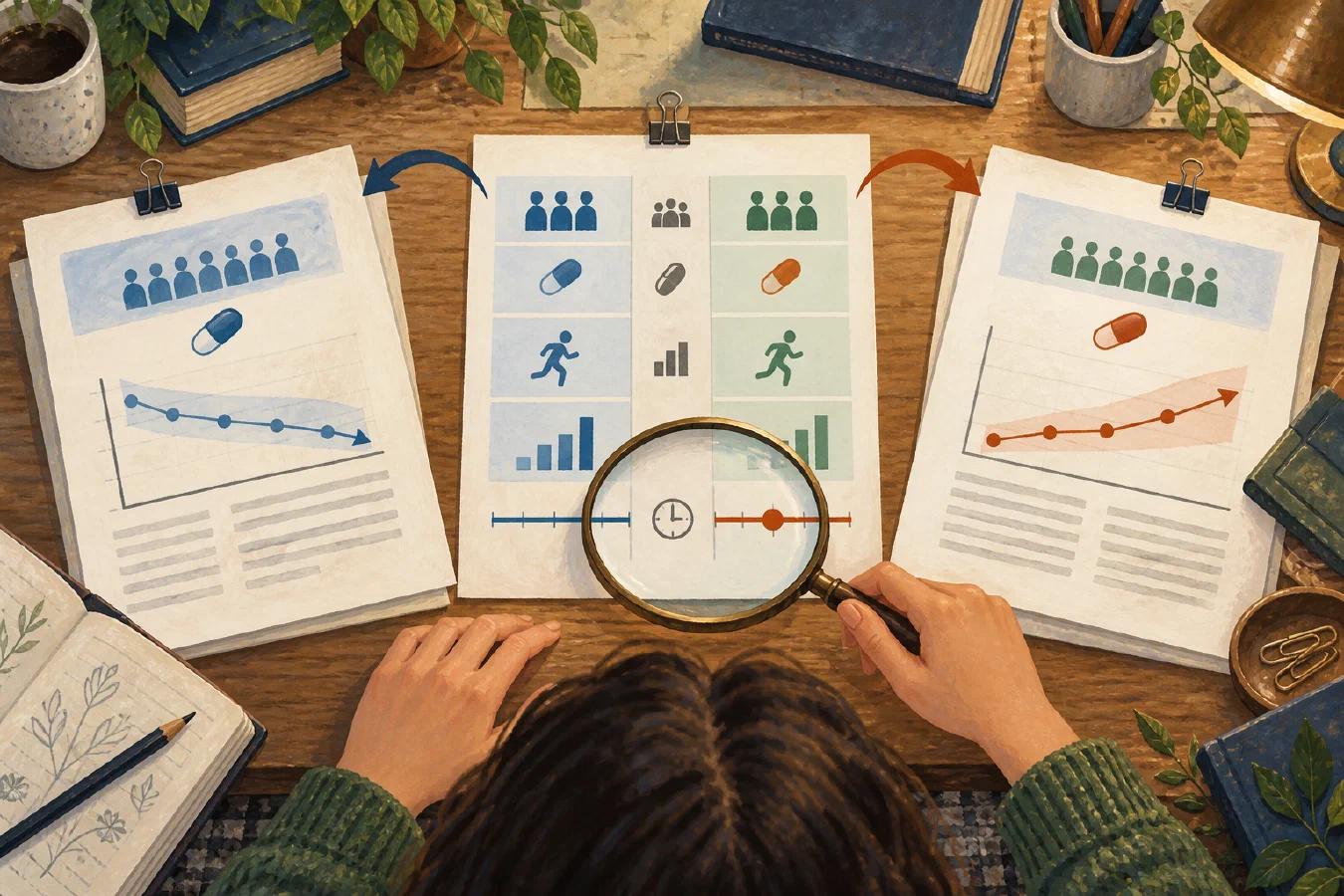 A student compares two studies side by side and discovers that their measurement timing differs.