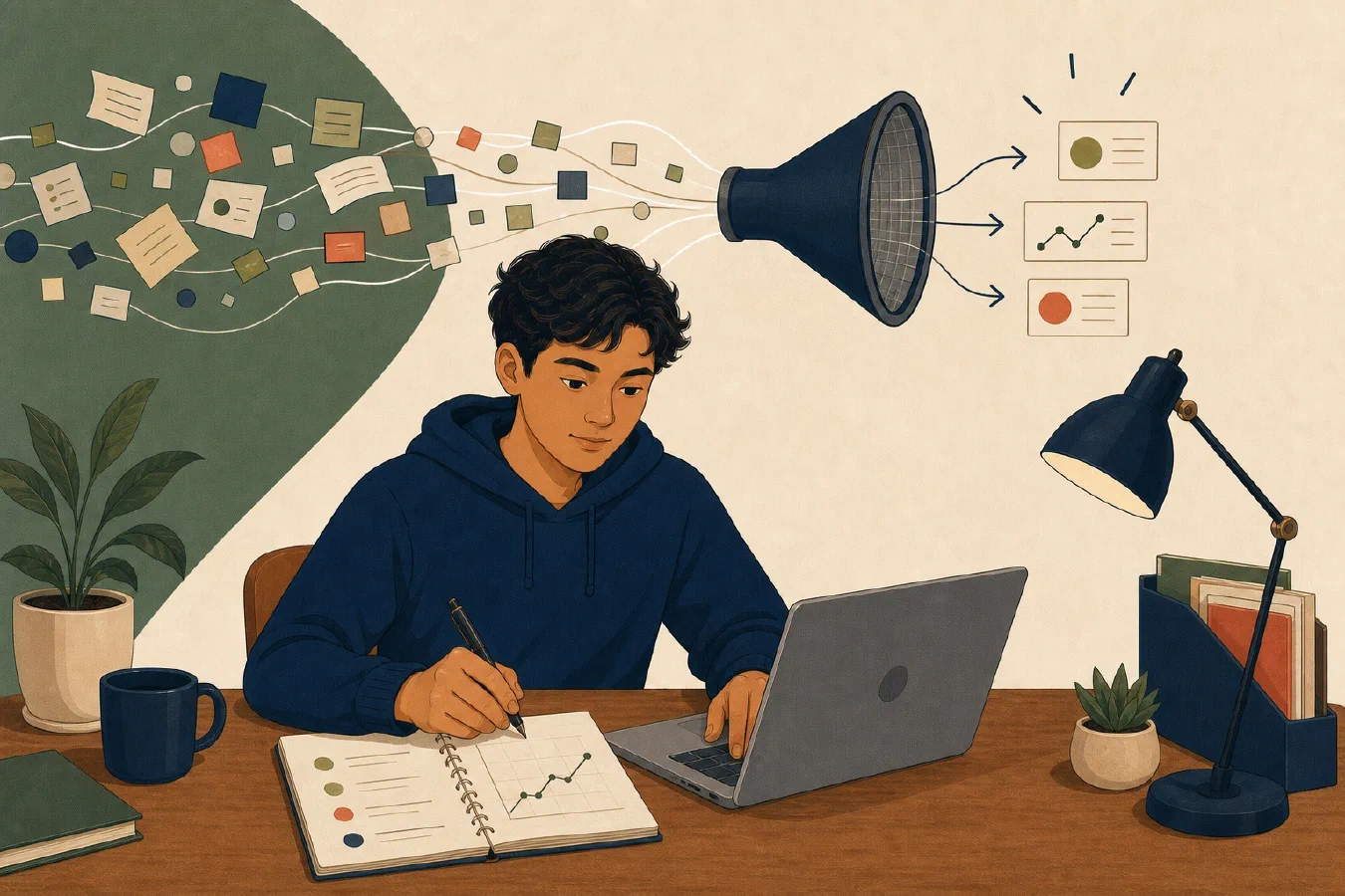 A student-centered editorial illustration representing Follow Important AI Updates Without Chasing Every Announcement.