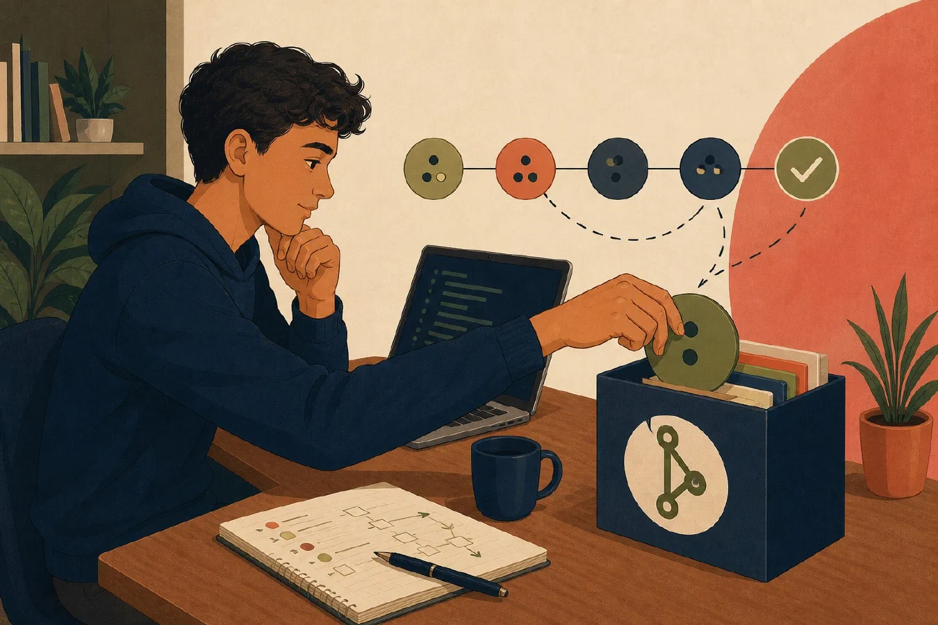 A student-centered editorial illustration representing How to Make a Useful Commit.
