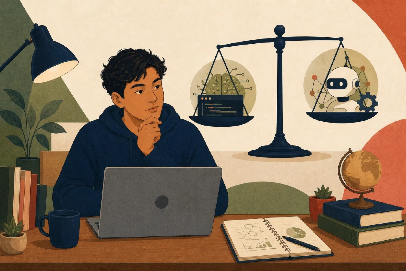 A student-centered editorial illustration representing Is a Computer Science Major Still Worth It in the AI Era?.