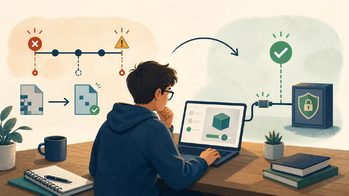 A student reviews a technical incident and tests a small improvement to protect future work.