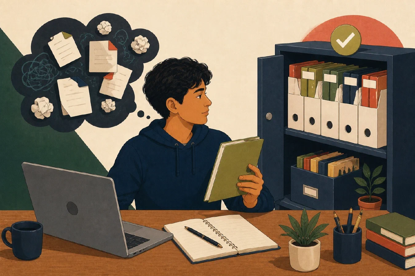 A student-centered editorial illustration representing Stop Naming Files “Final-Final-2”.