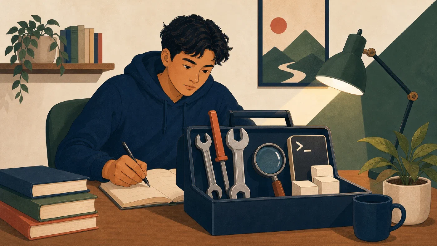 A student-centered editorial illustration representing The Small CLI Toolkit Worth Learning.