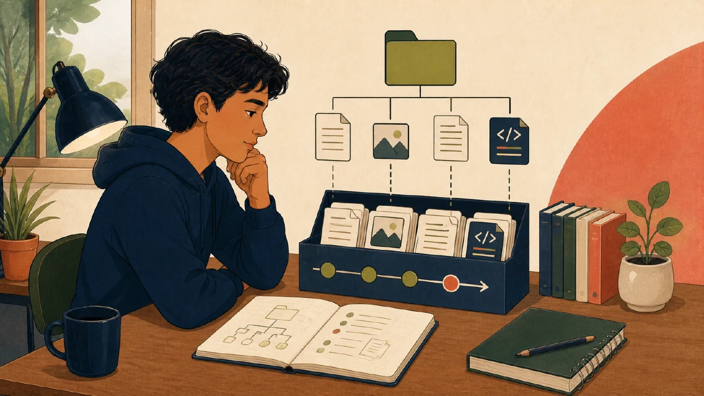 A student-centered editorial illustration representing What Git Is Actually Tracking.